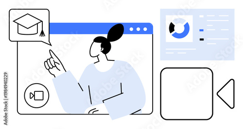 Online education. Online platforms include virtual learning, communication tools, and interactive interfaces. Online education connects learners and instructors worldwide. Perfect for e-learning