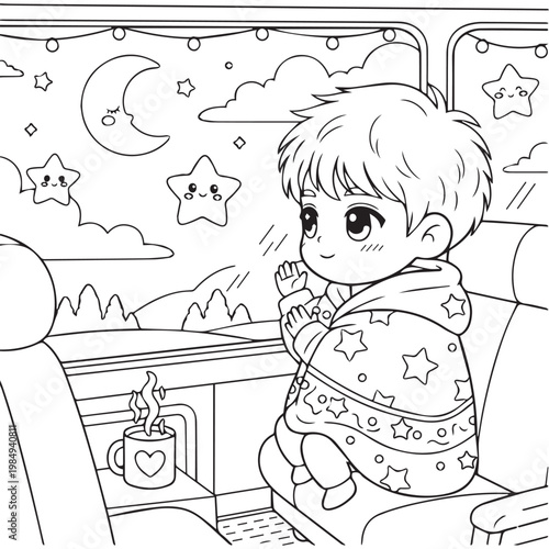 Cozy Travel Cute & Comfy Coloring pages