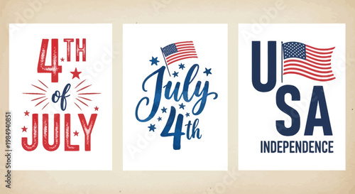 Three framed patriotic art prints celebrating american independence day and national pride
