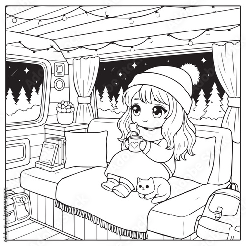 Cozy Travel Cute & Comfy Coloring pages