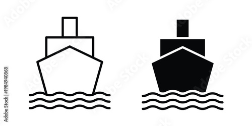 Ship icon and symbol. Vector icons set
