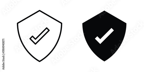Shield check icon and symbol. Vector icons set