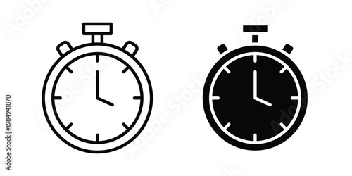 Stop watch icon and symbol. Vector icons set