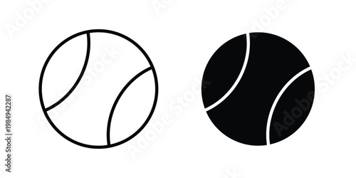 Tennis ball icon and symbol. Vector icons set