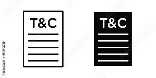 Terms and Conditions icon and symbol. Vector icons set