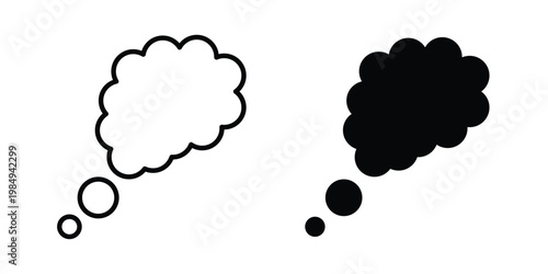 Think bubble icon and symbol. Vector icons set