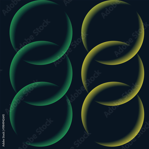 Abstract geometric circular gradient shapes on dark background
