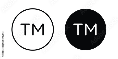 TM trademark icon and symbol. Vector icons set