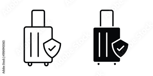Travel insurance icon and symbol. Vector icons set