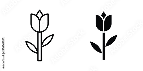 Tulip icon and symbol. Vector icons set