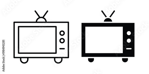 TV icon and symbol. Vector icons set