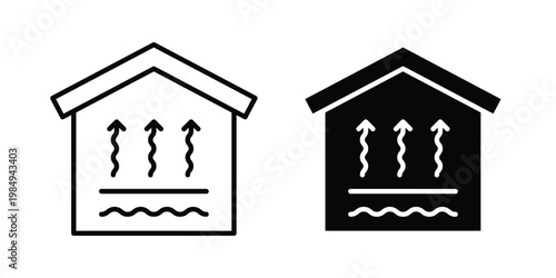 Underfloor heating icon and symbol. Vector icons set