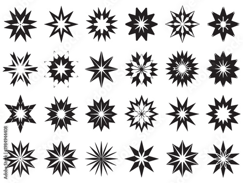 Intricate geometric snowflake patterns arranged in a grid formation Vector