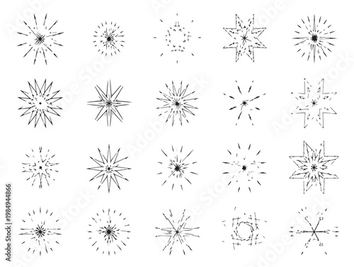 Collection of intricate geometric star patterns with varying point counts Vector