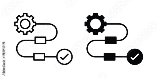 Workflow process icon and symbol. Vector icons set