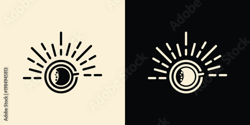 Coffee cup with sunburst design perfect for morning coffee lovers.