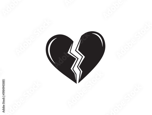A broken heart symbol with a jagged split line down the middle Vector