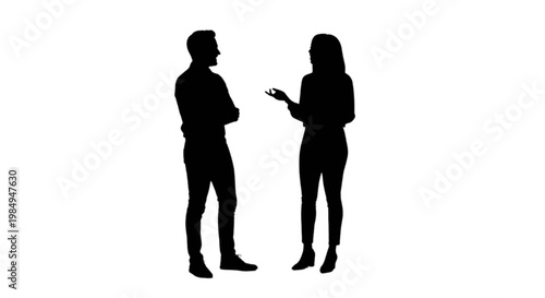 Two silhouettes engaged in a conversation using mobile devices isolated on transparent background, Vector