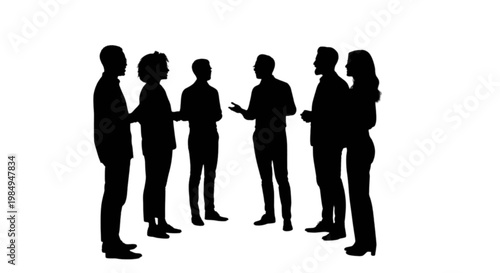 Group of professionals engaged in a collaborative business discussion isolated on transparent background, Vector