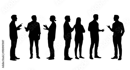 Silhouettes of people engaged in different mobile phone activities isolated on transparent background, Vector