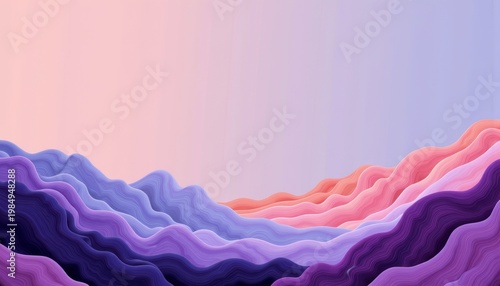 Serene Gradient Landscape of Undulating Layers in Soft Pastel Hues Creating a Dreamy Abstract Scenery of Flowing Lines and Gentle Color Transitions