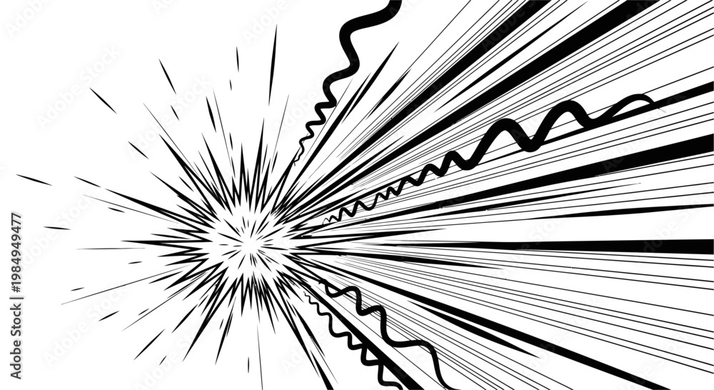 Naklejka premium Comic Speed ​​Lines Collection. Dynamic Lines Or Rays. Black and white comic book explosion effect.
