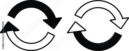Two opposing circular arrows indicating different directions of rotation Vector