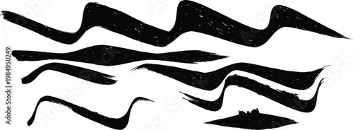 Grunge wavy brush stroke  - distorted paint stroke for typography overlay. Wave brush stroke strip for web header or cover design. Textured element for design template , social media.