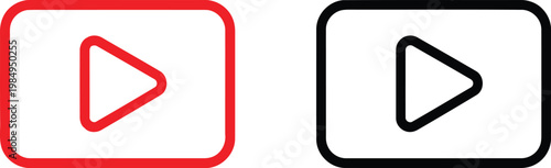 Comparison of play button icons with different frame styles Vector