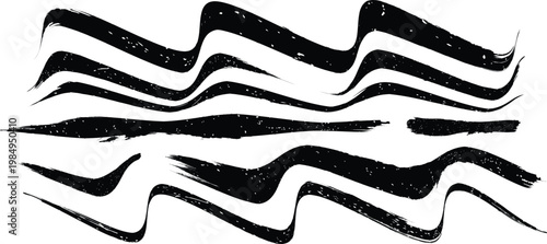 Grunge wavy brush stroke  - distorted paint stroke for typography overlay. Wave brush stroke strip for web header or cover design. Textured element for design template , social media.