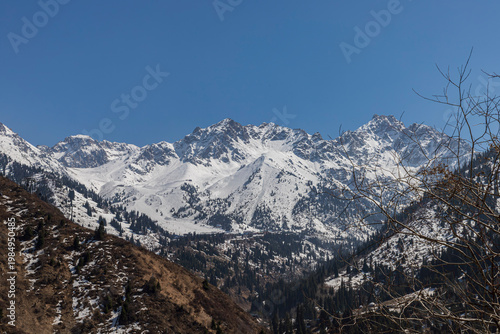 snow covered mountains in winter