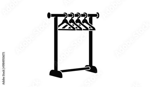 A minimalist depiction of a clothing rack with three empty hangers suspended creating a stark visual contrast silhouette high quality professional detailed modern elegant
