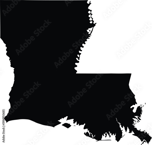 Black and white silhouette of the state of louisiana in the united states Vector