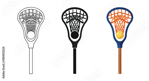 Close-up of three modern tennis rackets with colorful strings and ergonomic handles on white background