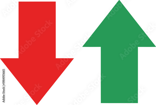 Contrasting arrows pointing downwards and upwards in red and green colors Vector