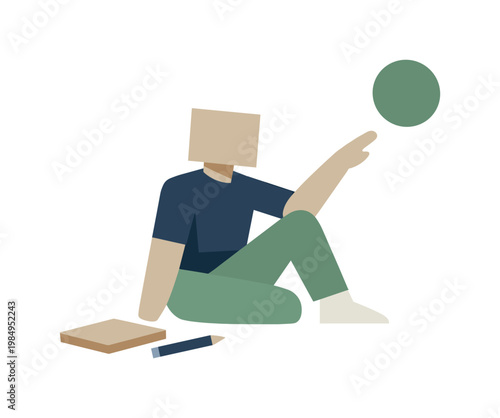 Abstract Editorial Character. Awareness driven reasoning progresses as attention gently shifts toward one abstract element while