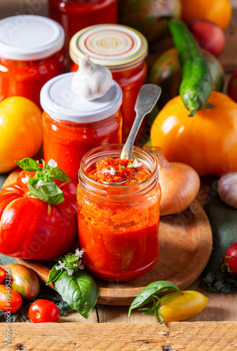 Hot tomato sauce, adjika, salsa, passata or marinara.