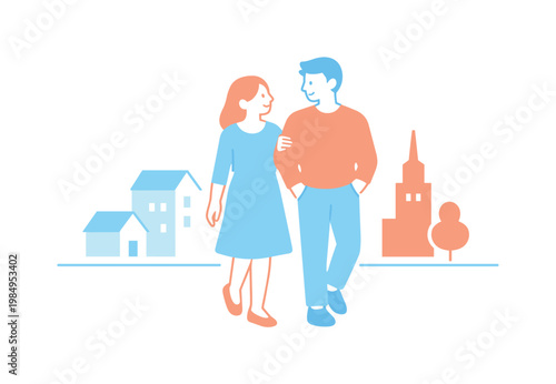 Modern minimal flat vector conceptual collage, crisp hard edges, consistent THIN outline stroke, rounded corners where needed,