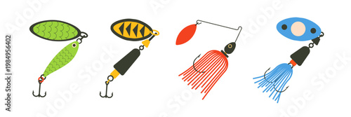 Spinner Fishing lures vector. Fishing bait icon.