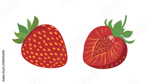 Red strawberries  illustration on white background