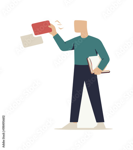 Human professional awareness sharpening as the figure removes one distracting element, clarifying focus through conscious choice.