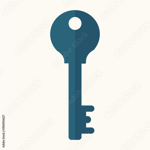 A large blue key on a plain background