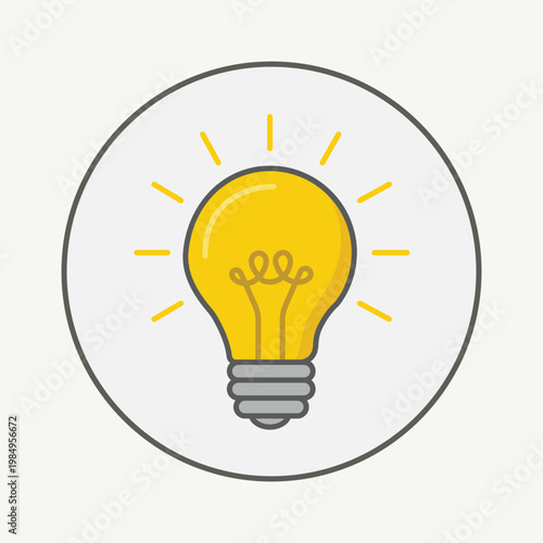 A bright yellow lightbulb icon with lines radiating from it, symbolizing a great idea or inspiration
