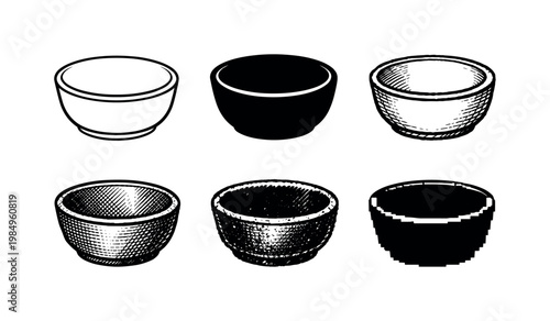 Round inner bowl container of a sugar bowl used to hold granulated sugar   six versions of
