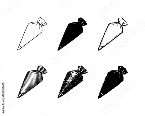 Conical body of a pastry bag designed to hold and direct frosting or dough smoothly   six