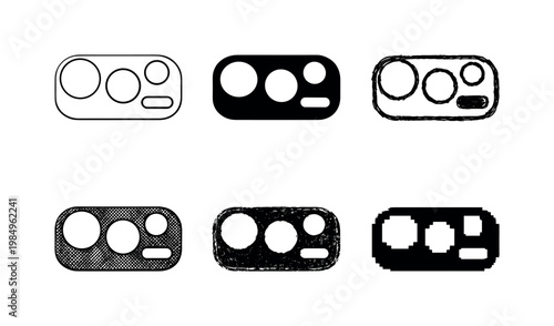 Camera and sensor cutouts of a phone case allowing lens and sensor access   six versions of