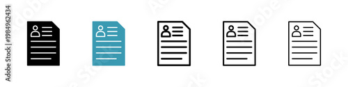 Resume icons collection in black and blue colors