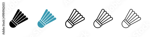 Shuttlecock icons collection in black and blue colors