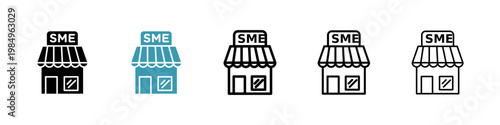 SME icons collection in black and blue colors