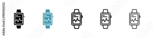 Smartwatch icons collection in black and blue colors